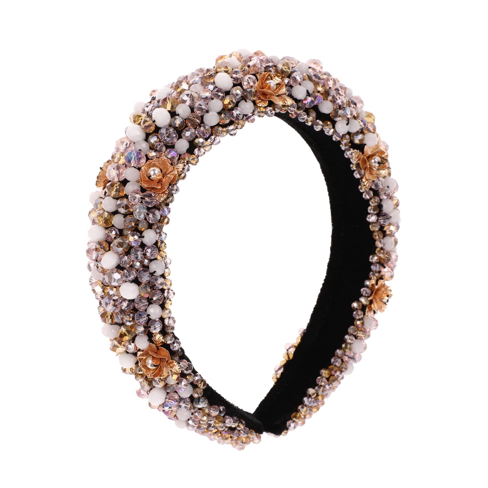 Barocker Strass Haarreif mit Perlen, Breit und Gepolstert
