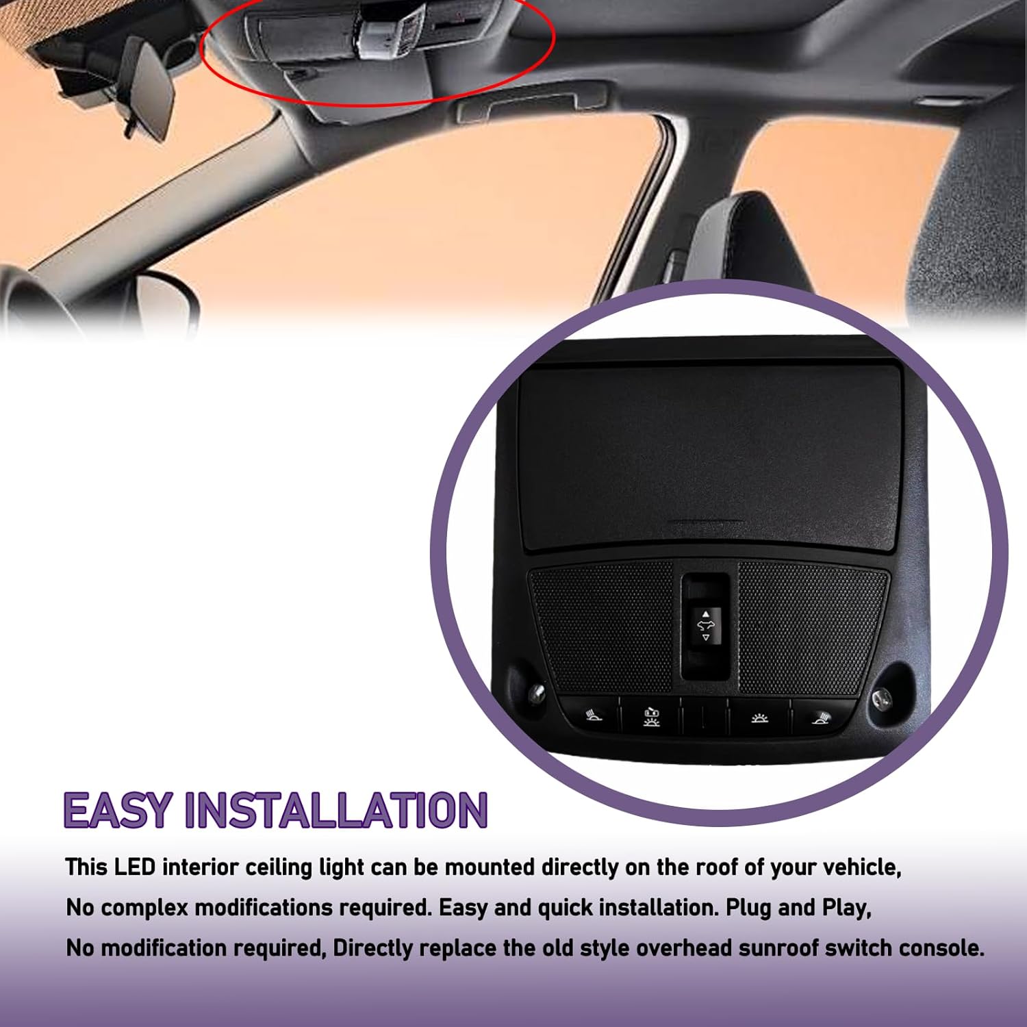 Dome Map LED Reading Light Lamp Overhead Console For Nissan Altima 2013 2014 2015 2016 2017 2018 Replacement OEM 26430C990D-black