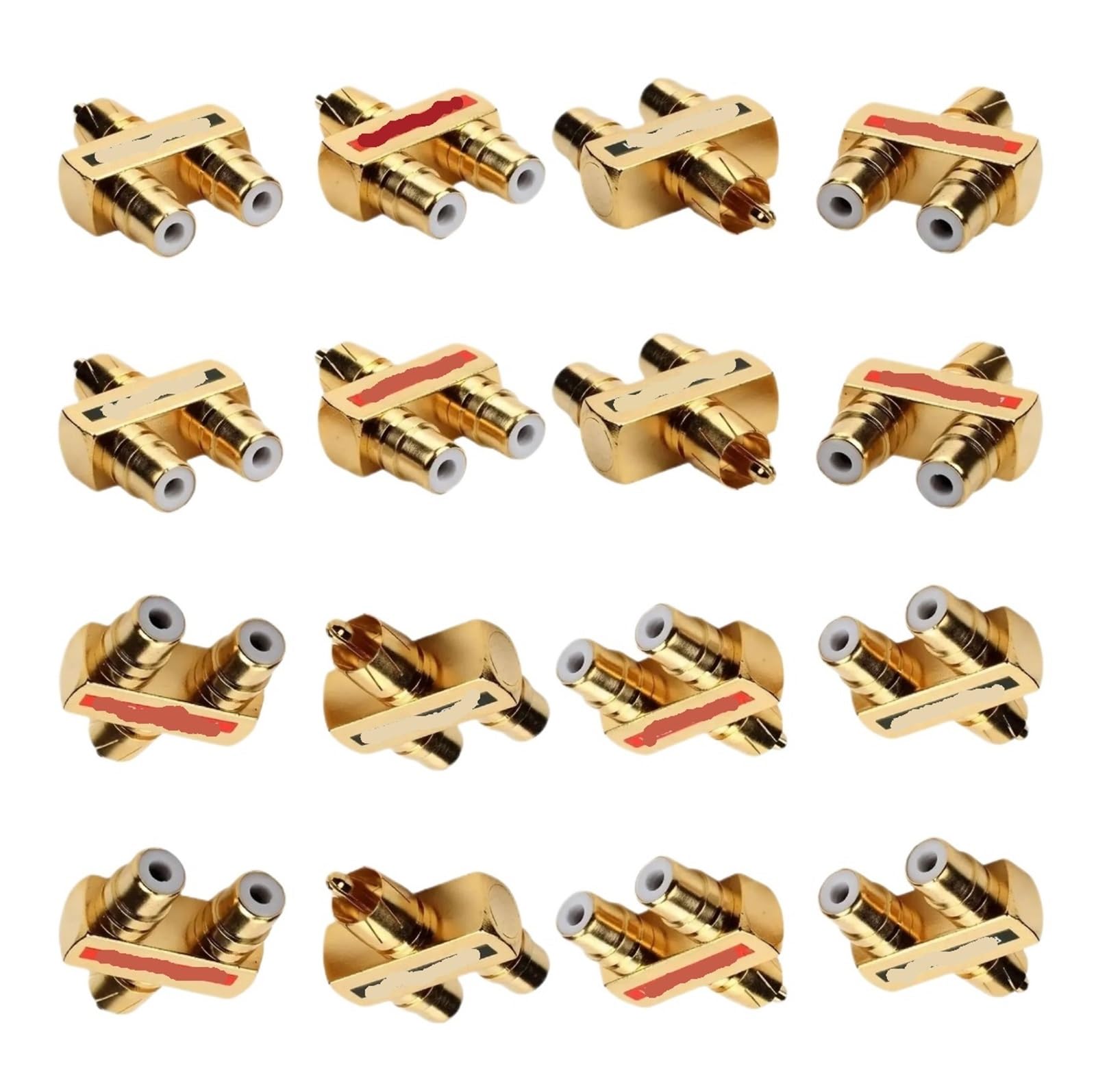 Adaptateurs vidéo RCA plaqués or, 2/4/8/16 pièces, deux connecteurs mâles et deux femelles(4pcs)