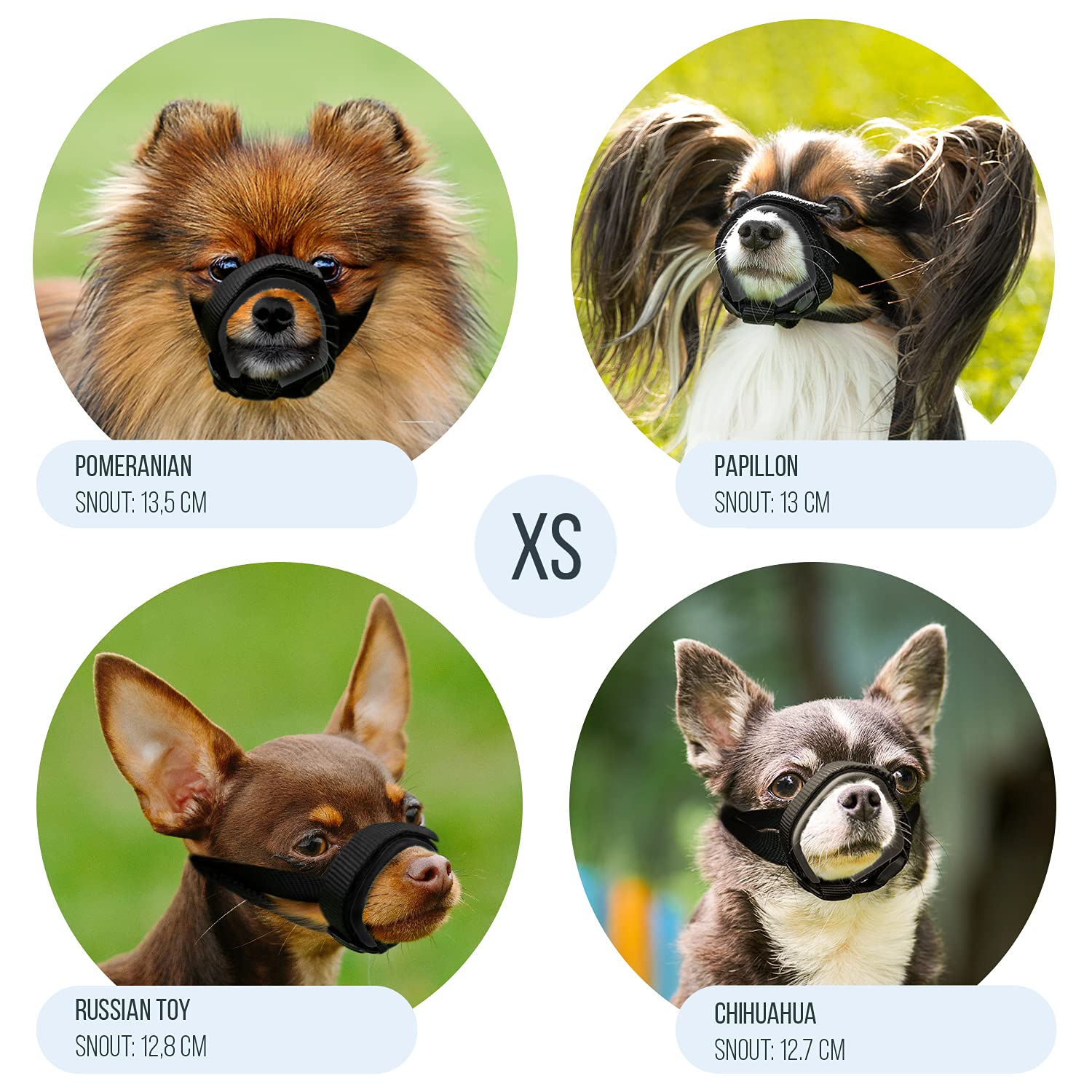 Gentle Muzzle Guard for Dogs - Prevents Biting and Unwanted Chewing Safely – New Secure Comfort Fit - Soft Neoprene Padding – No More Chafing – Training Guide Helps Build Bonds with Pet (Grey, XS)