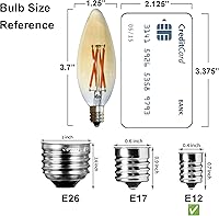 Vista 3 de Paquete de 12 bombillas LED Edison C32, 4 W equivalentes a 40 W, luz cálida, base E12, bombilla de vela de vidrio ámbar vintage para lámpara