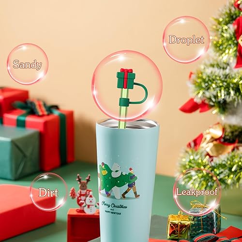 Miniatura 3 de Tapas de popote de 0.394 pulgadas para copa Stanley, 6 piezas de bonitas puntas de popote de Navidad para vasos Stanley de 30 y 40 onzas, puntas de
