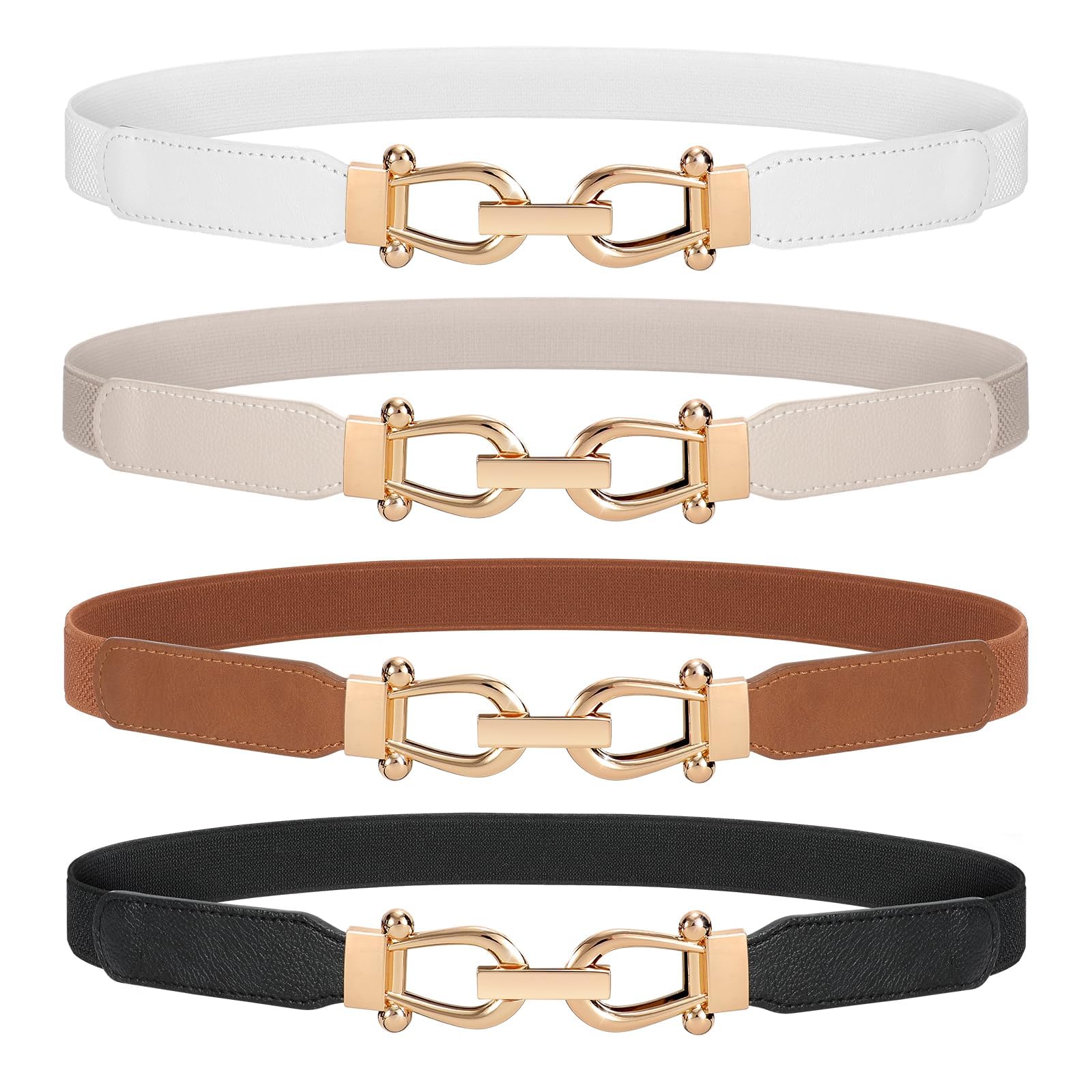 JasGood Ceinture élastique fine pour femme - Ceinture vintage - Ceinture extensible - Ceinture extensible avec boucle dorée
