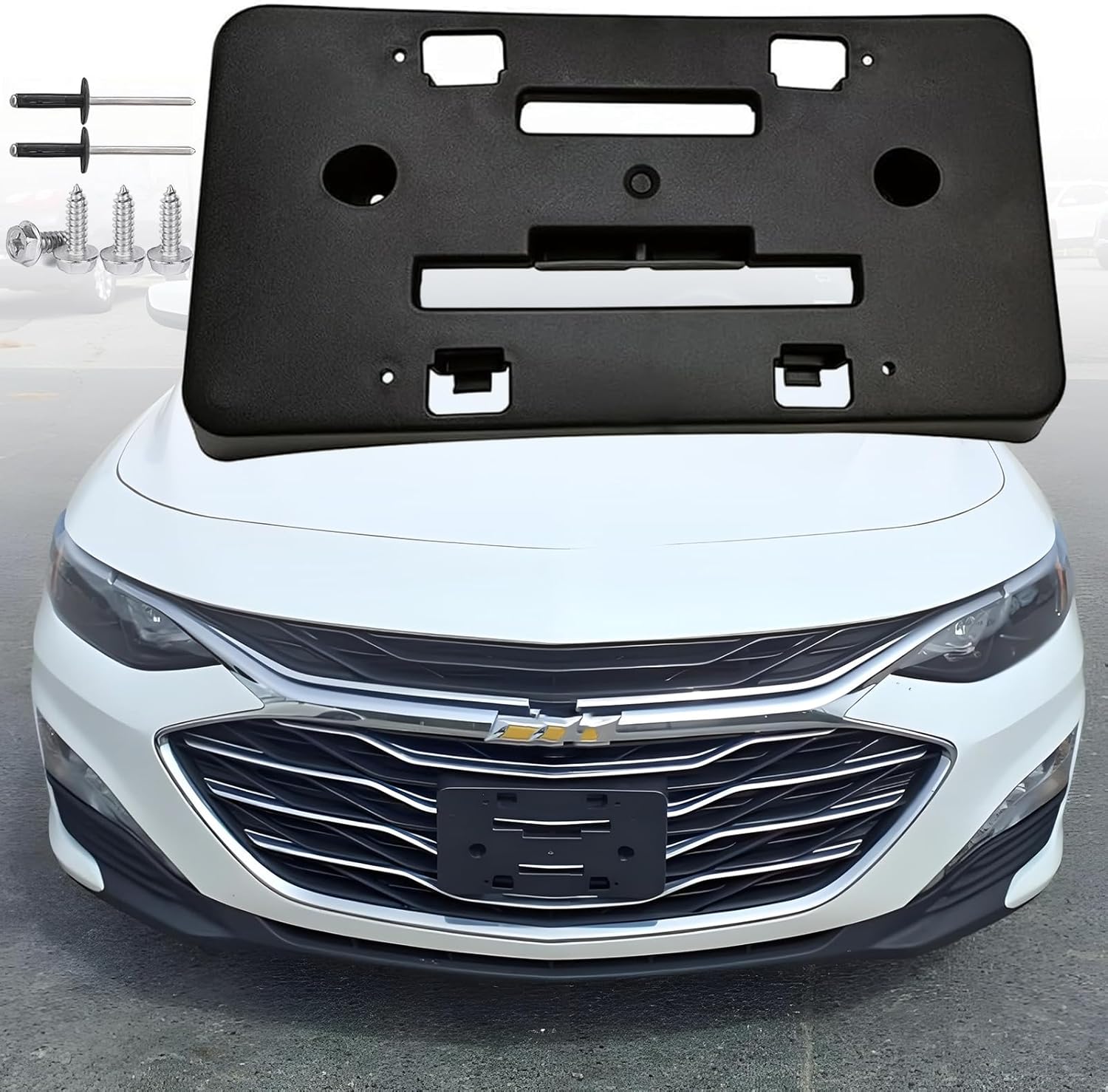 FASTCHE Front License Plate Frame Compatible with Chevy Malibu 2019 2020 2021 2022 2023 2024 2025 Front Bumper License Plate Holder Mounting Bracket Replace # 84524301 GM1068208