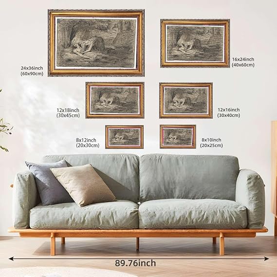 Classical Sketch Figure Study Gold Framed Canvas Wall Art Print