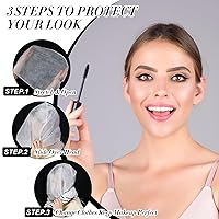 Vista 3 de 60 piezas desechables de maquillaje para la cara, cubierta de pelo, protección no tejida, máscara de capucha para ropa, viajes, boda, tienda
