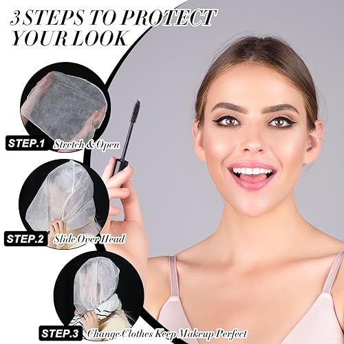 Miniatura 3 de 60 piezas desechables de maquillaje para la cara, cubierta de pelo, protección no tejida, máscara de capucha para ropa, viajes, boda, tienda de