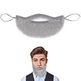 Men Grey Full Fake Beard and Mustache with Elastic Band Costume Facial Hair for Cosplay Party