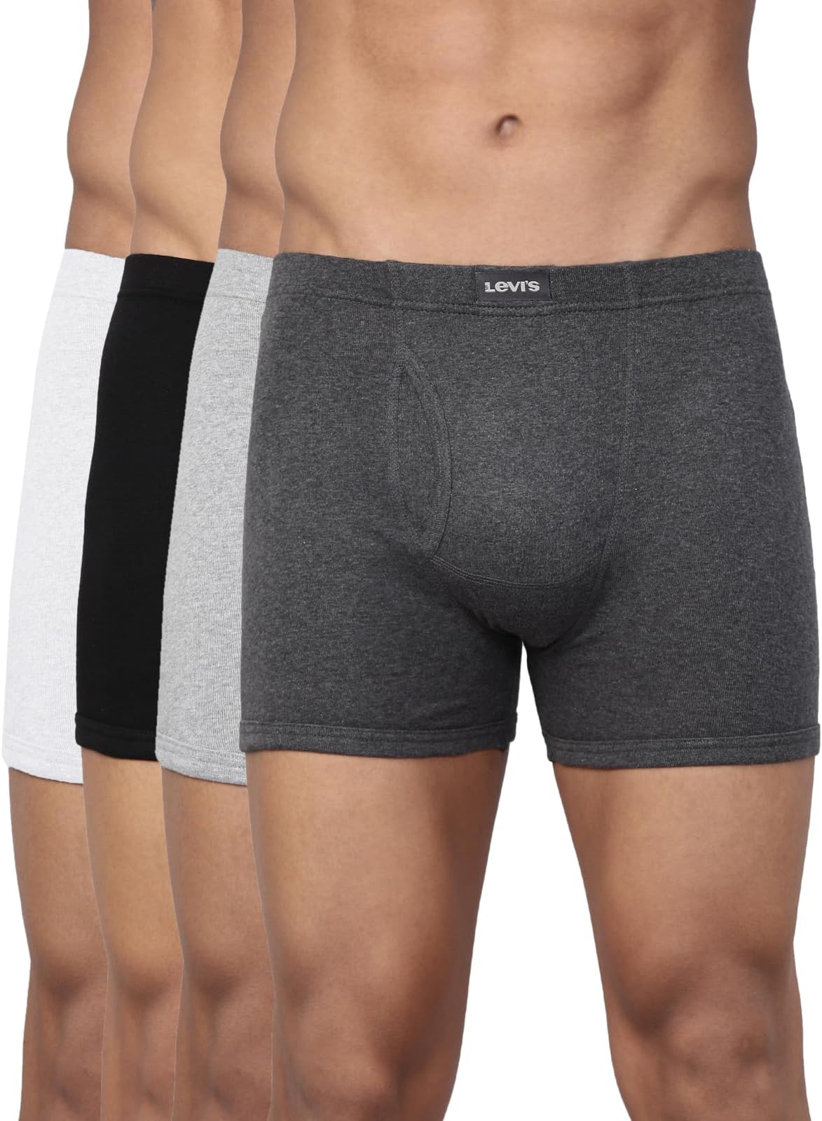 010 Men's Pure Cotton Solid Boxer Brief - Mid Rise, Inner Elastic Waistband (Pack of 4 - Assorted)