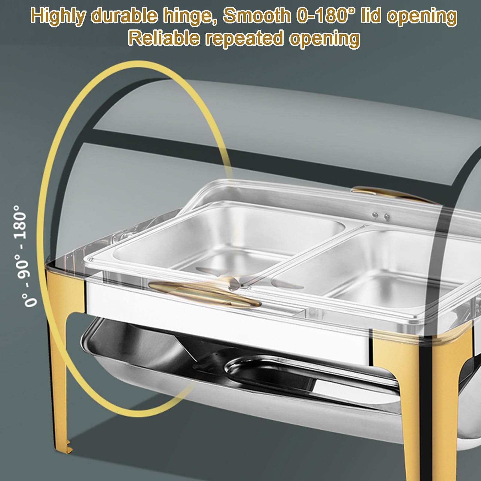Set di scaldavivande a buffet, vassoio per alimenti in acciaio inox, contenitore per condimenti refrigerati da banco per feste e matrimoni