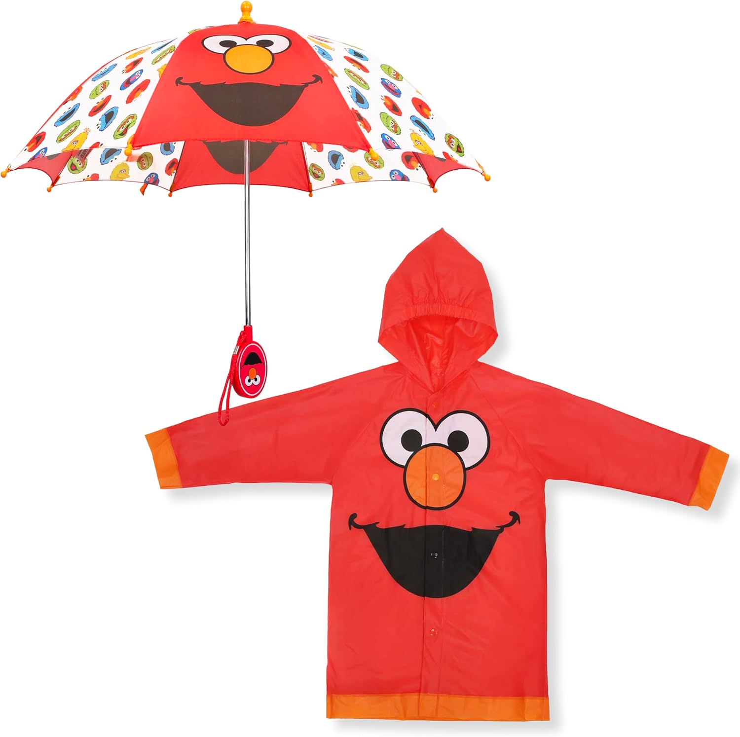 Sesame Street Boys Kids Umbrella and Slicker, Elmo Toddler Boy Rain Wear Set, For Ages 2-5