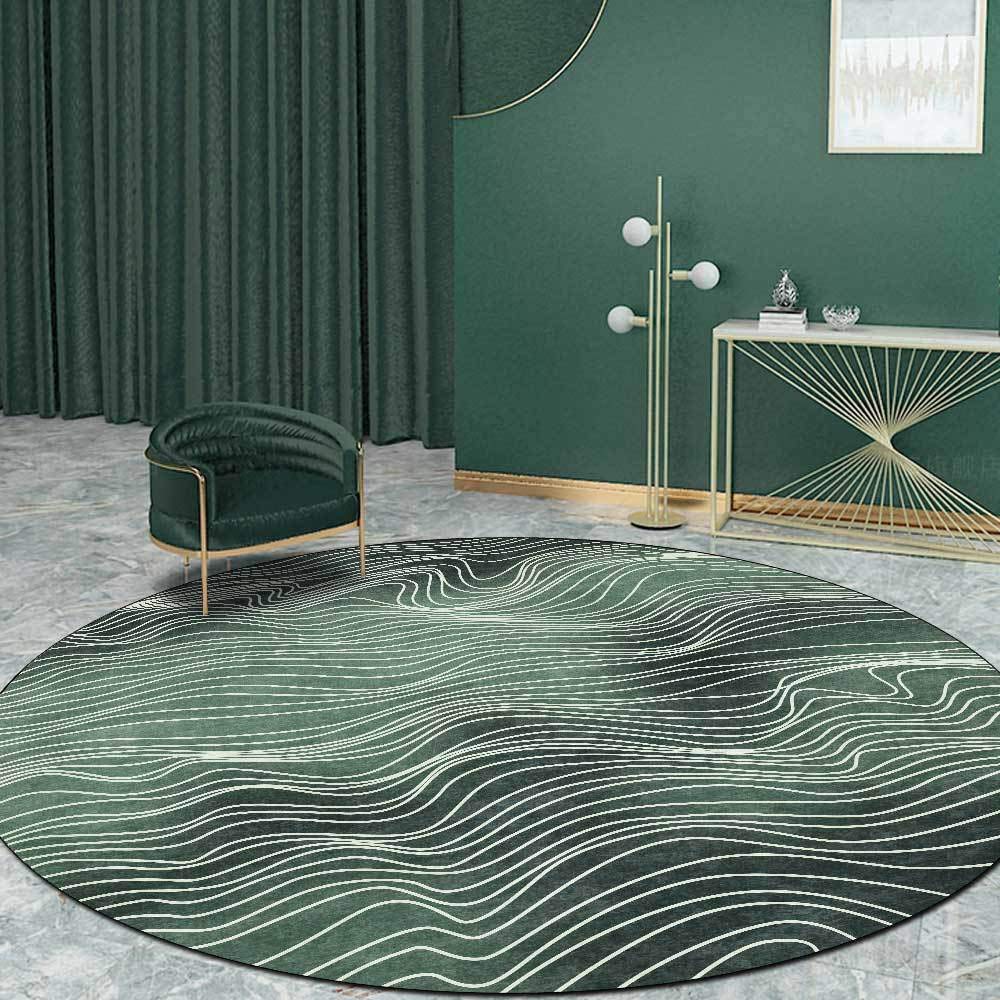 Tapis rond salon 140 cm épais poils bas denses antidérapant