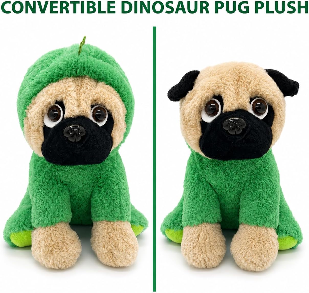 Dino Pug Plush Toy, 10 Inch Stuffed Dinosaur Dog for Kids image 2