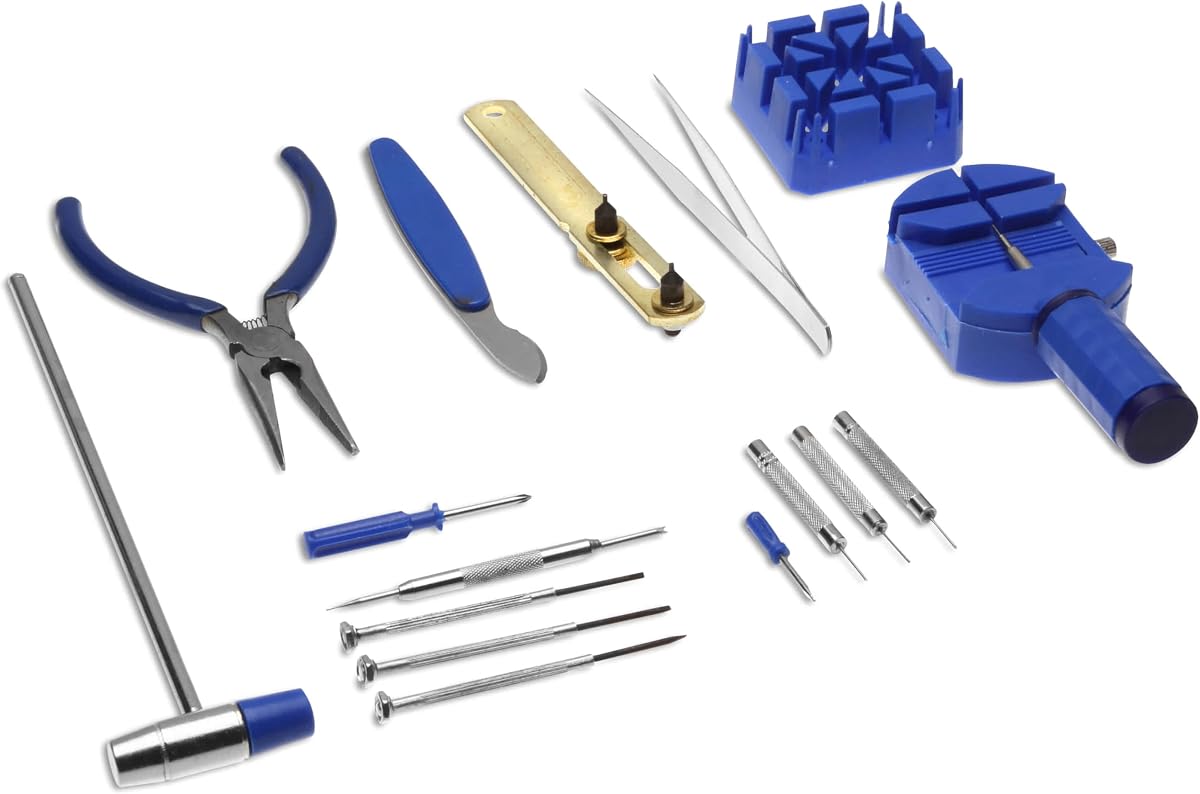 Kit de herramientas de reparación de relojes Deluxe de 16 piezas