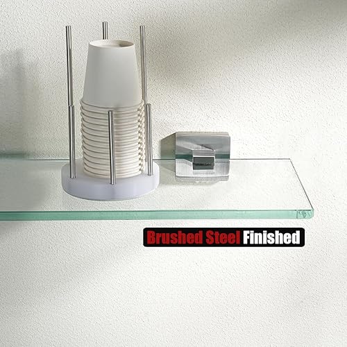 Miniatura 7 de JQK TGS201L12-BN - Estante de vidrio templado para ducha de 12 x 5 pulgadas, acero inoxidable 304 con acabado cepillado