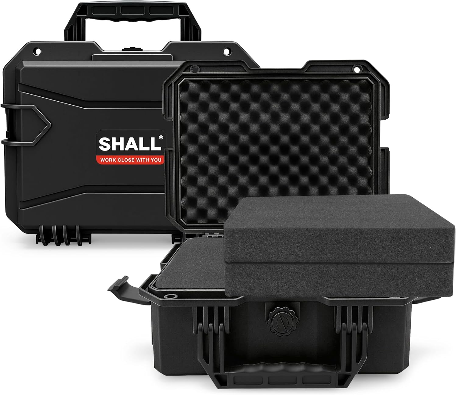 SHALL Hard Case, Cyberdeck Case, IP67 Waterproof Protective Camera Case with Customizable Foam, Protection for Camera, Drones, Lens, Equipment, 14"x11"x6", Black