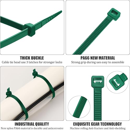 Miniatura 10 de 500 bridas grandes de nailon de 16 pulgadas con resistencia a la tracción de 60 libras, autobloqueante para uso en granjas en interiores y