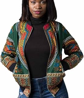 Hirolan Frau Beiläufig Kurz Jacke Lange Hülse Mode afrikanisch Drucken Dashiki Damen Dashiki Cocktailkleid Reißverschluss ...