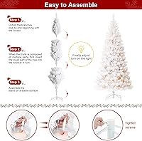 Vista 49 de Glitzhome Prelit Christmas Tree, 6ft Flocked Artificial Christmas Tree Serene Snowscape Fir with 300 Warm White Lights for Home, Office, Party