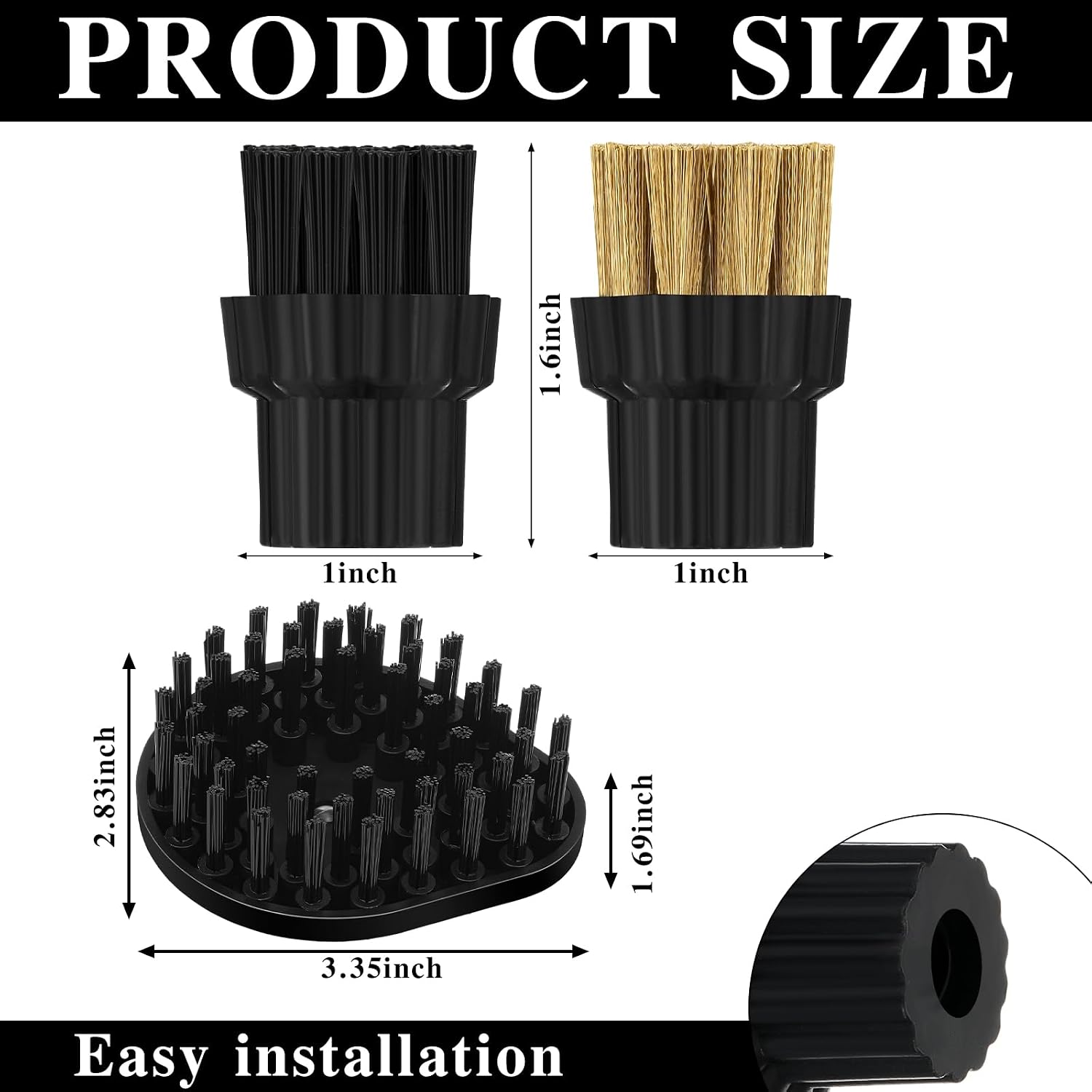 Honeydak 6 Pack Steam Cleaner Brush Heads M8 Steam Cleaner Attachments Brass Brush Heads Nylon Mop Replacement Accessories Set for Hard Surface