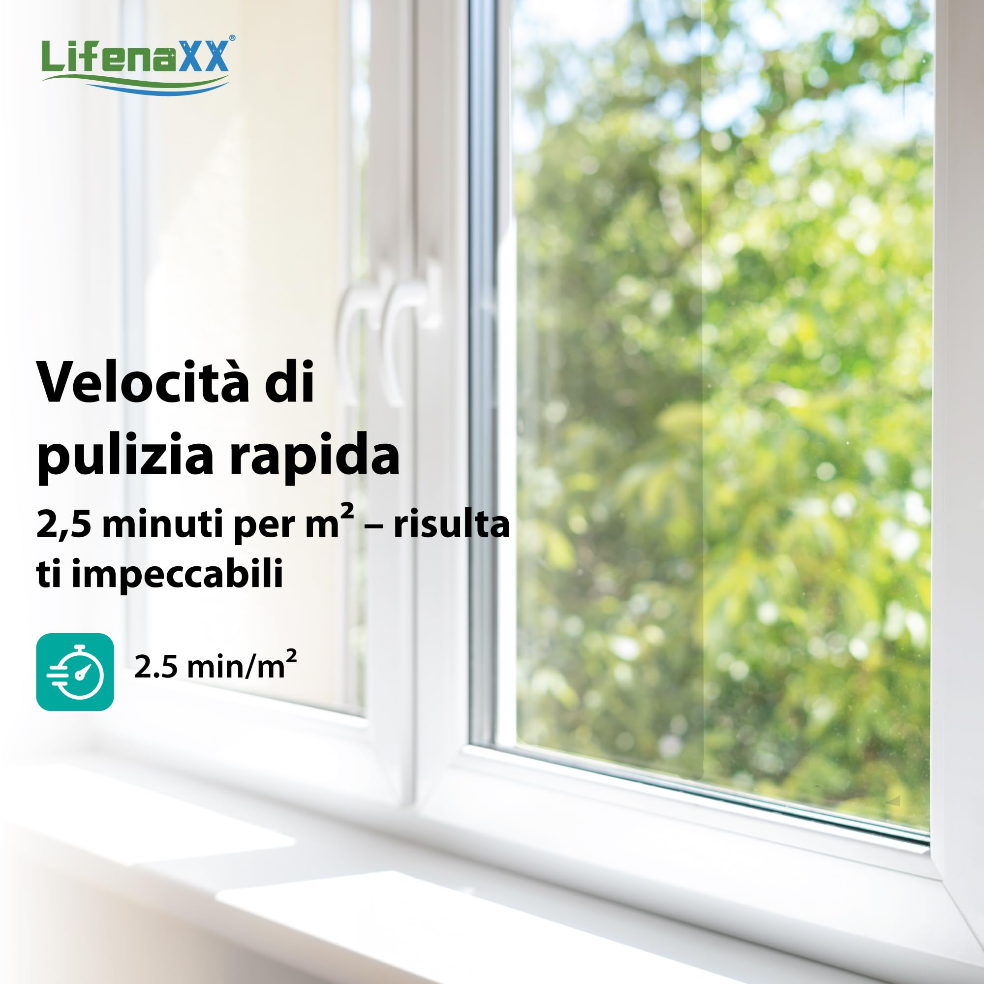 Robot lavavetri Lifenaxx LX-047, pulitore per finestre elettrico con 4 ugelli spray, alta potenza di aspirazione da 4500Pa, grande serbatoio da 100 ml, 4 programmi di pulizia e telecomando