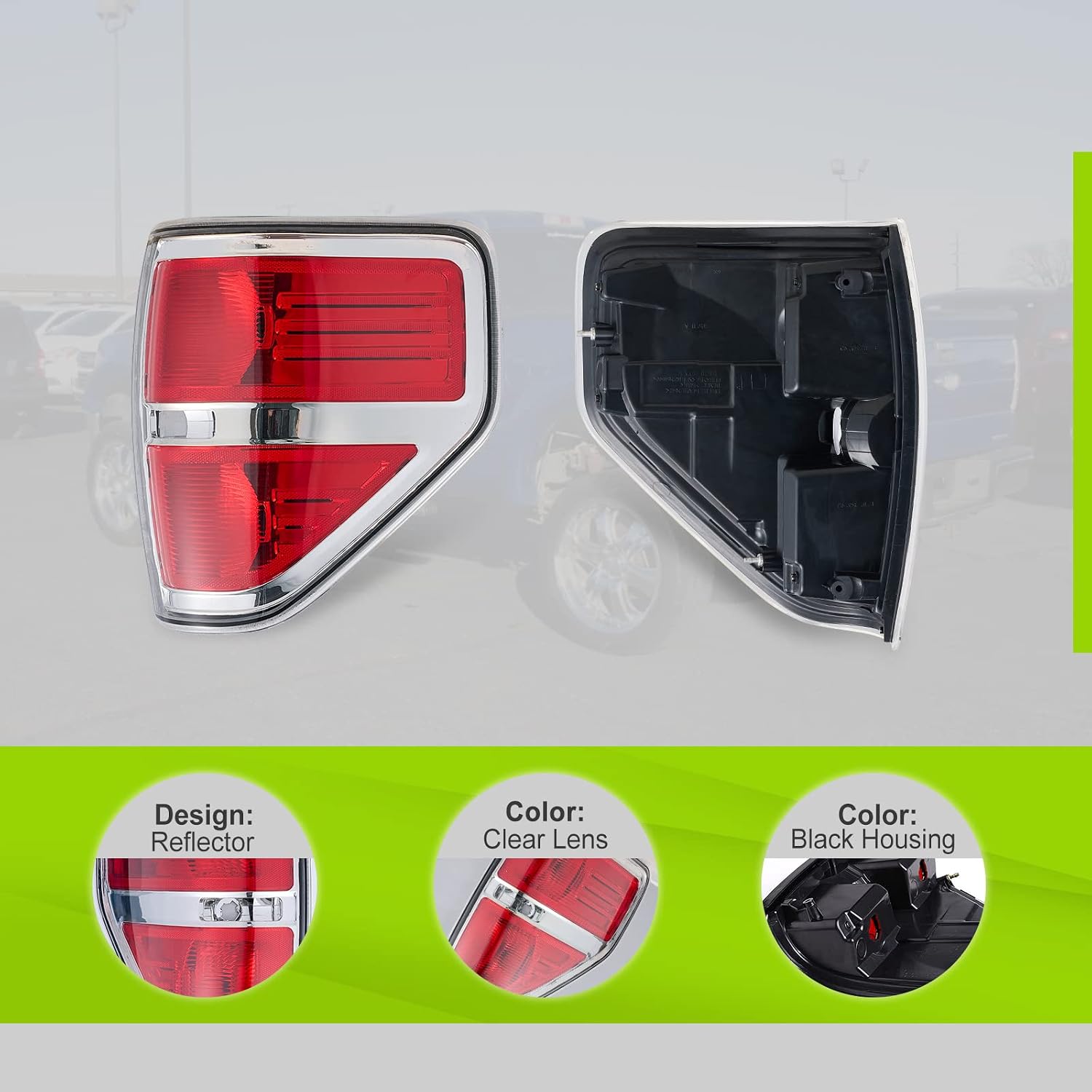 Ford F150 Passenger Side Tail Light fit for 2009 2010 2011 2012 2013 2014 F150 Pickup Truck TailLight Assembly Styleside Replacement