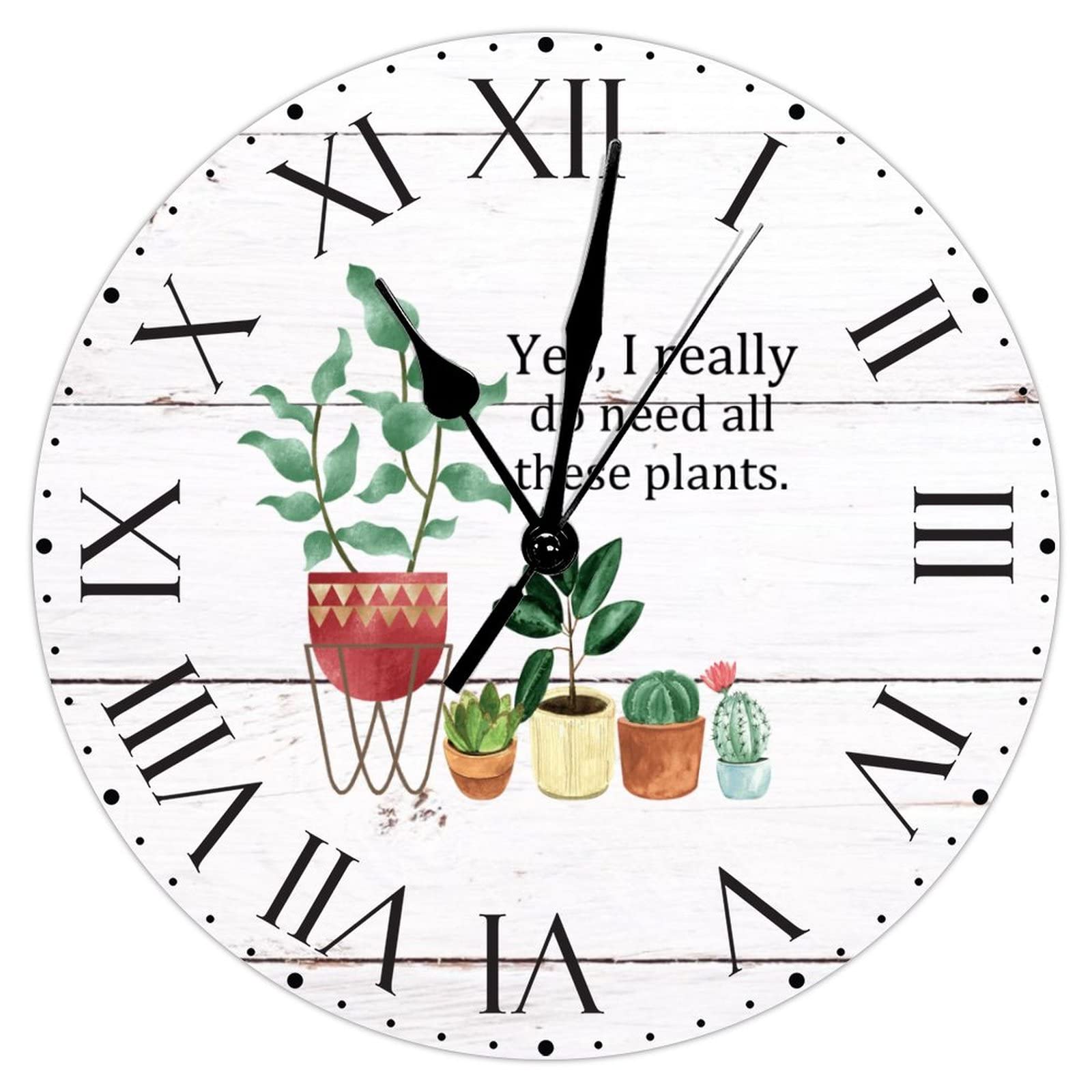 Horloge murale salon originale au design de plantes vertes en PVC