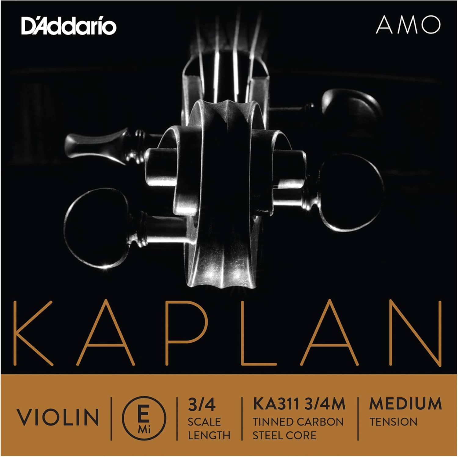 D'Addario Kaplan Amo Violin Strings - Full Set - KA310 3/4M - Violin Strings - 3/4 Scale, Medium Tension