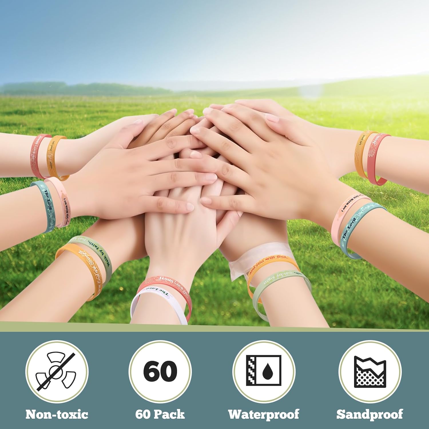 Bucherry 60 Pcs Christian Bracelets Rubber Bible Verse Bracelets Christian Silicone Jesus Religious Wristbands Bulk for Men Women Party Favors - Image 4