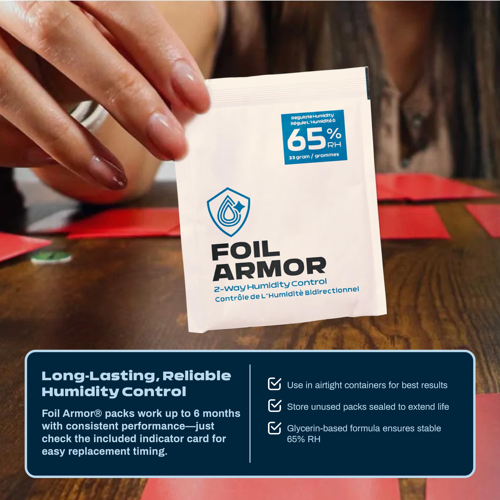 Amazon.com: Foil Armor Trading Card Flattening Pack, 33g Size for a Small  Stack of Cards, 65% RH 2-Way Humidity Control