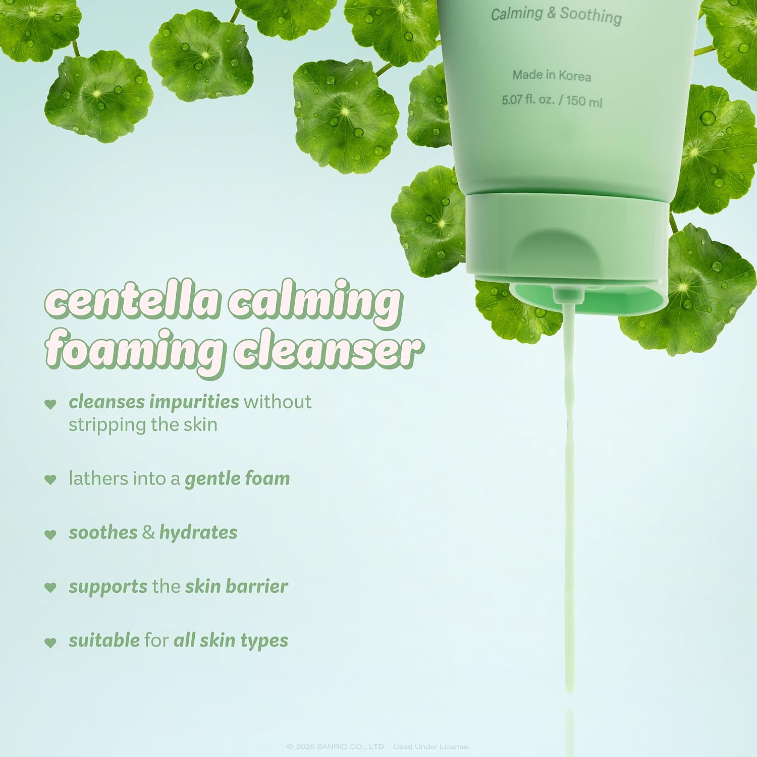 The Crème Shop Hello Kitty Skincare Set - Hello Kitty and Friends Centella Calming Foaming Cleanser, Peach Glow Niacinamide Serum & Peach Glow Cloud Cream, Hydrating Face Moisturizer