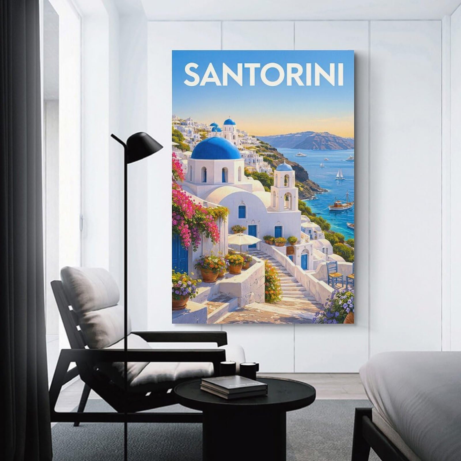 Junmoney Room Decor Wall Art Santorini Travel (5), 24x36inch(60x90cm), for Workspace Walls, Study Corners Or Bedrooms, A Smart Decor Choice for Study Walls