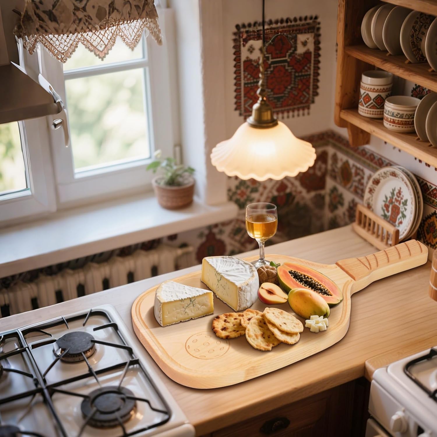 Pickleball Charcuterie Boards,2 IN 1 Function,Pickleball Charcuterie Boards with Handle & Box,17 x 8.5 x 0.75,Birch Wood,Mineral Oil Finish