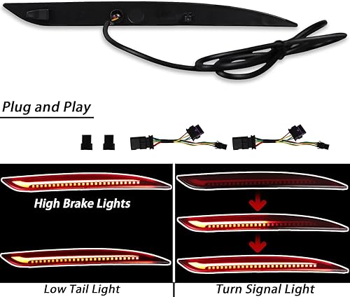 Miniatura 2 de BINQIGOO Luces reflectoras LED de parachoques trasero para Tesla modelo Y 2021-2023 funciona como luz de freno DRL con señal de giro secuencial
