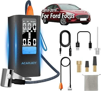 Air compressor for tires that work off car outlet,Fit for Ford Focus 2010-2019,Suitable for Ford Focus Pickup 150PSI portable tire inflator,12V DC compact air compressor
