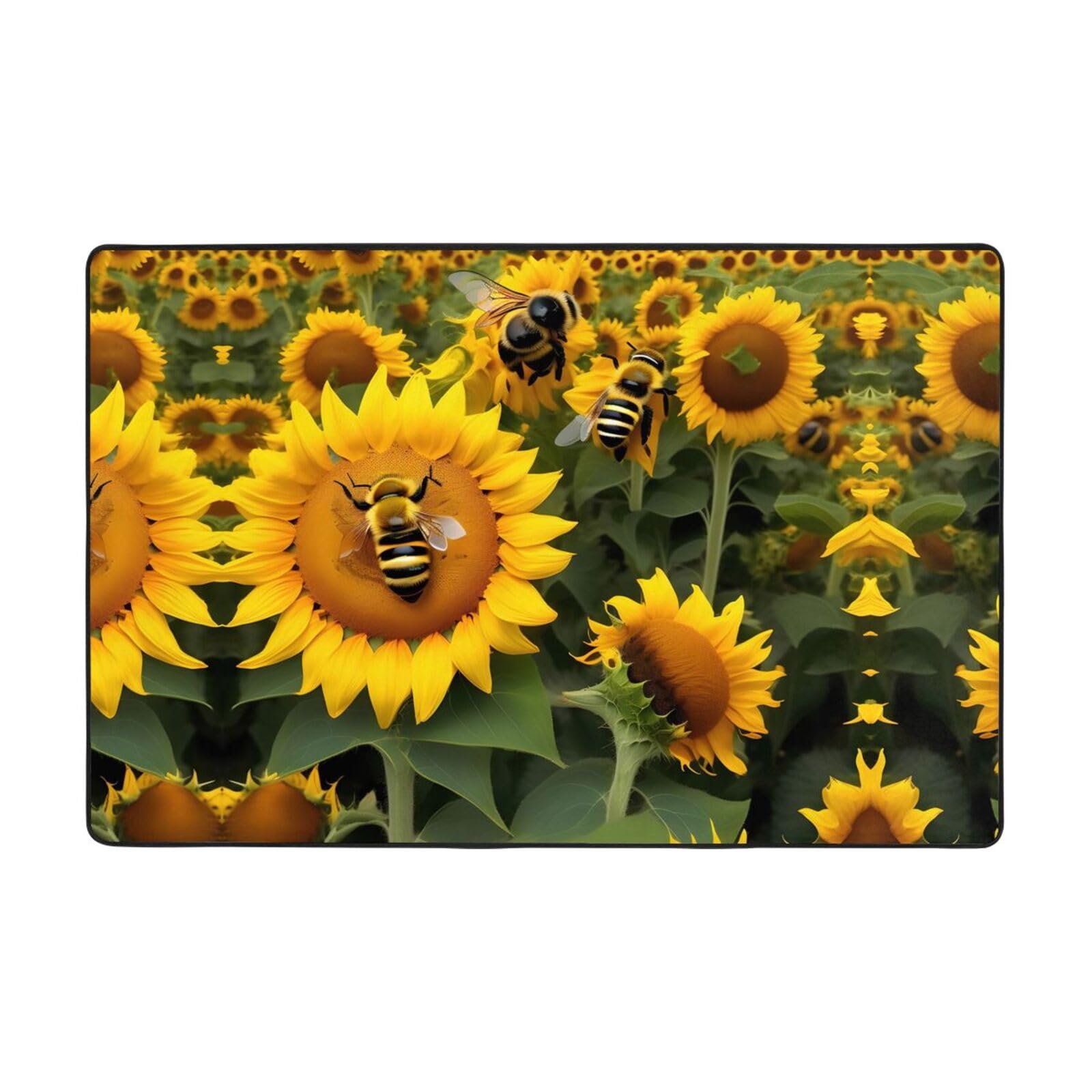 Tapis lavable chambre à coucher à motif tournesol pour une déco bucolique