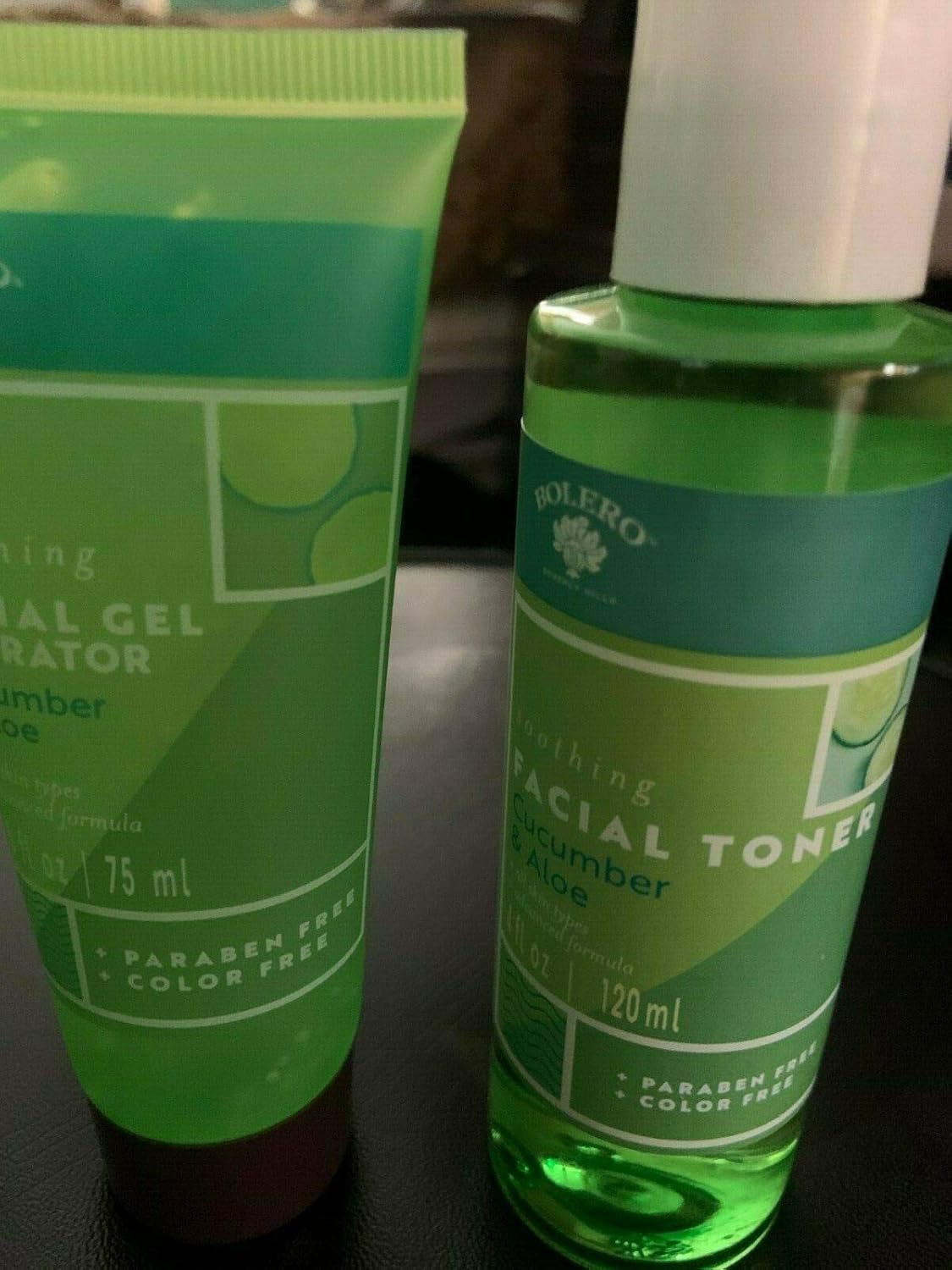 2 Pack Bolero Cucumber & Aloe Soothing Facial Gel and Facial Toner(2.5 oz & 4 oz