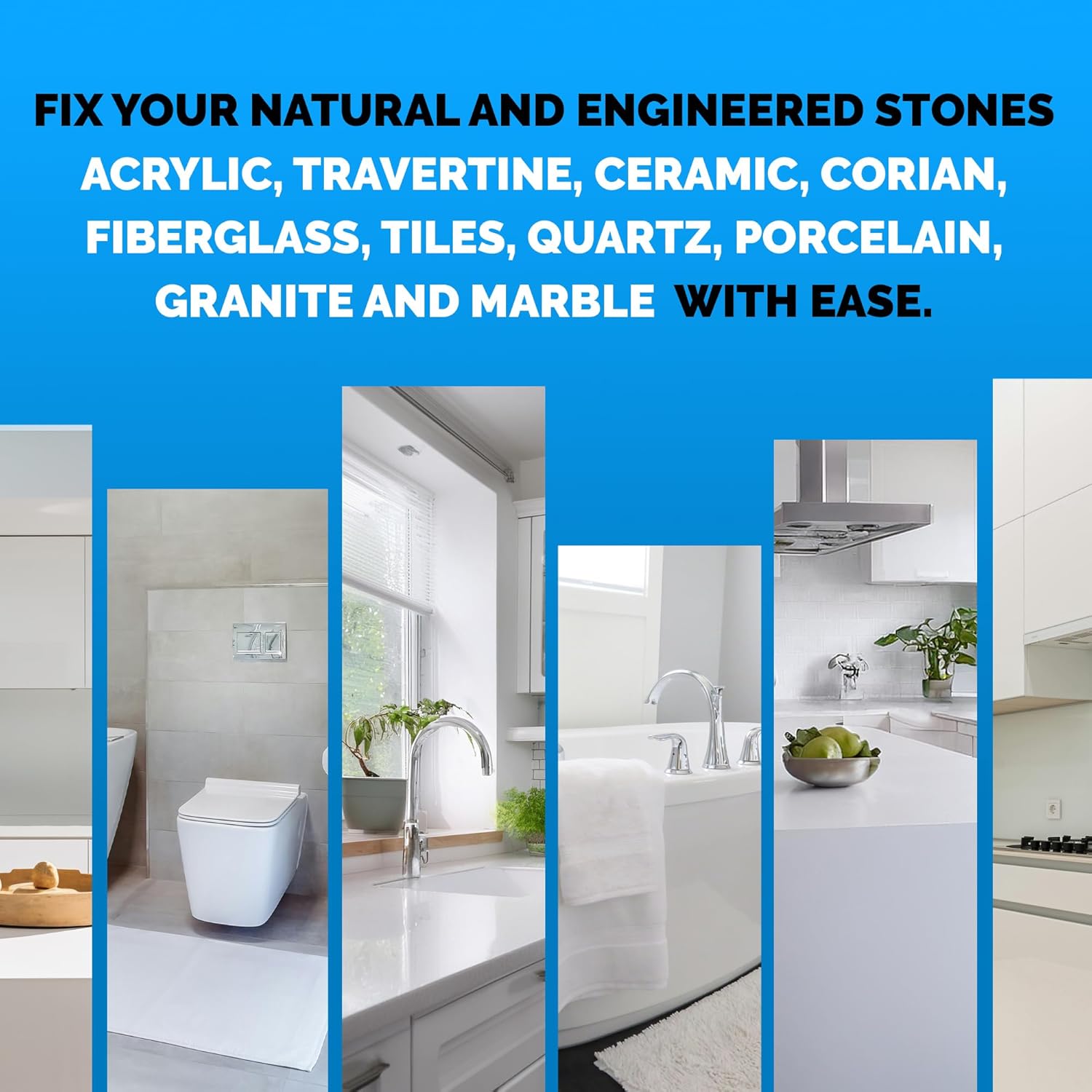 Quartz Countertop Repair Kit DIY (Clear, White Acrylic & Dark White Color) - Fix Your Defect Like a Pro I Suitable for Most Repairs I Fix Broken Chips in Minutes - Image 8