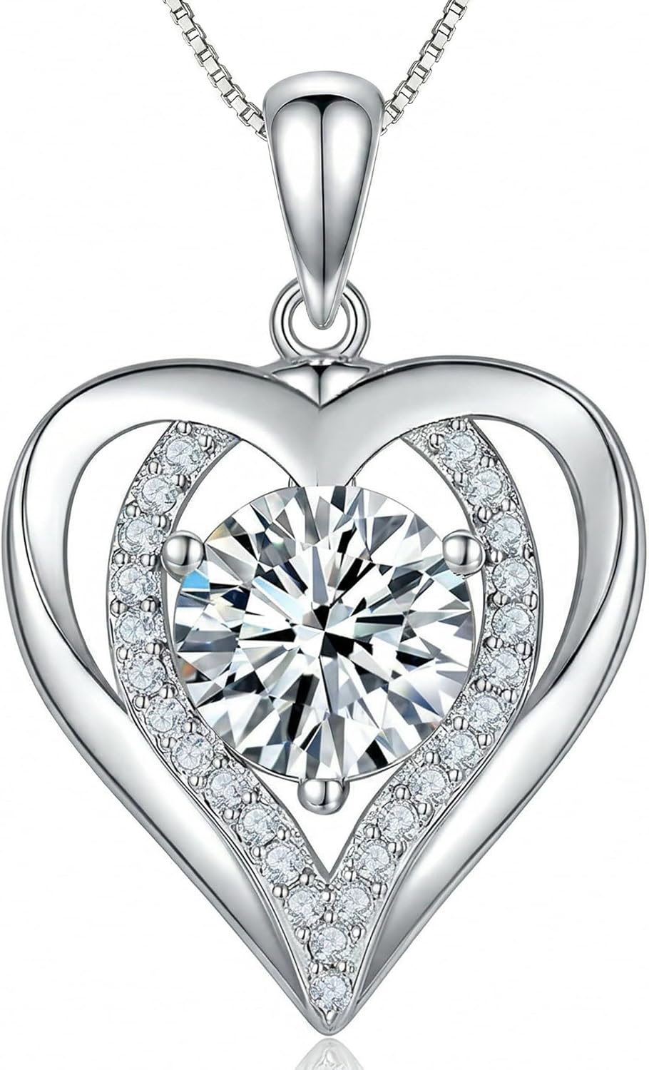 Moissanite Necklace for Women, 1-3 Carat Moissanite 925 Sterling Silver Intertwined Hearts Necklace, Birthday Gift for Wife, Anniversary Present for Women, Jewelry Gifts for Wife, Girlfriend, Daughter, Mom