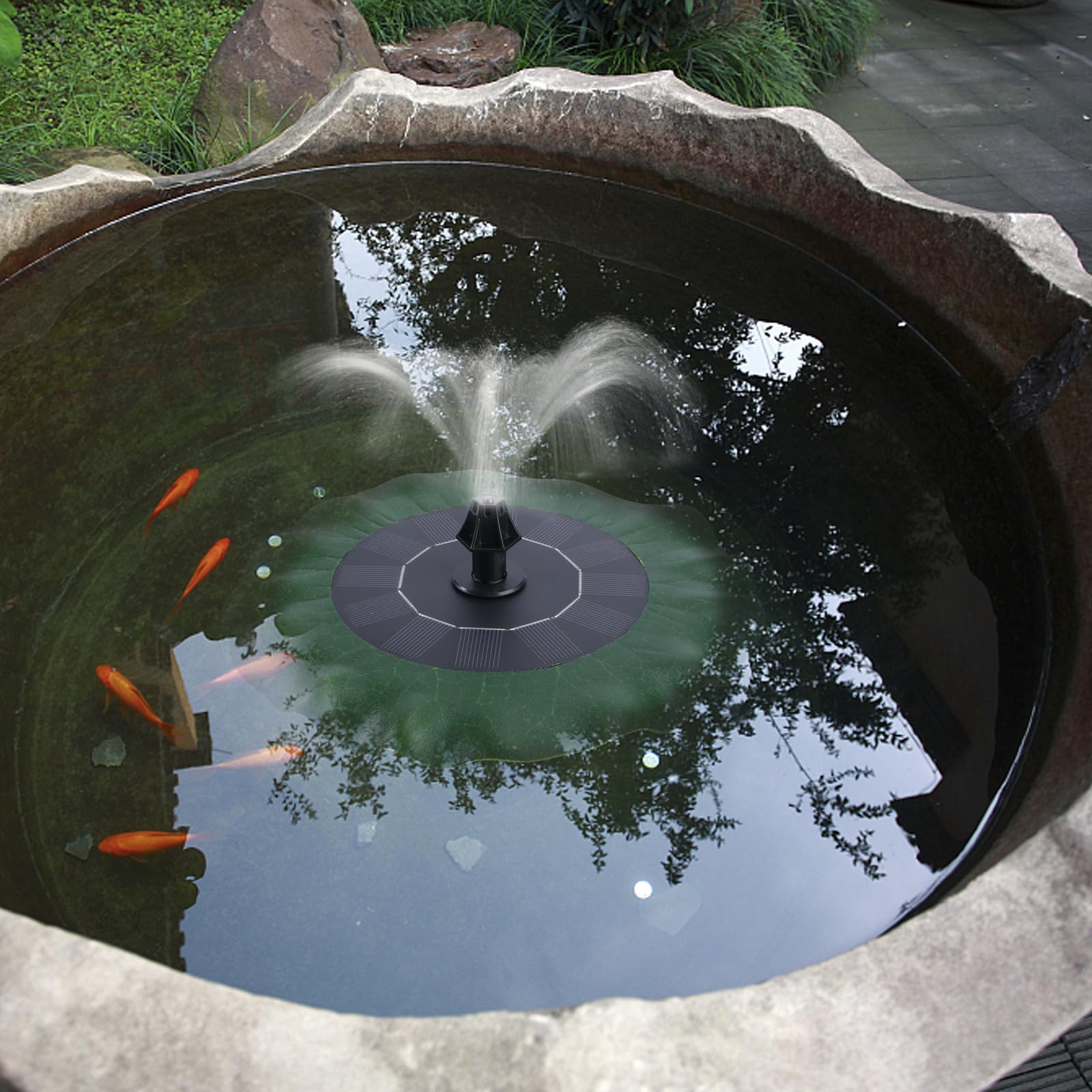 Artibetter Fontana solare per acqua, fontana solare per abbeveratoio per uccelli, pompa galleggiante con ugelli a spruzzo per la circolazione dell'acqua, abbeveratoio per uccelli, laghetto esterno