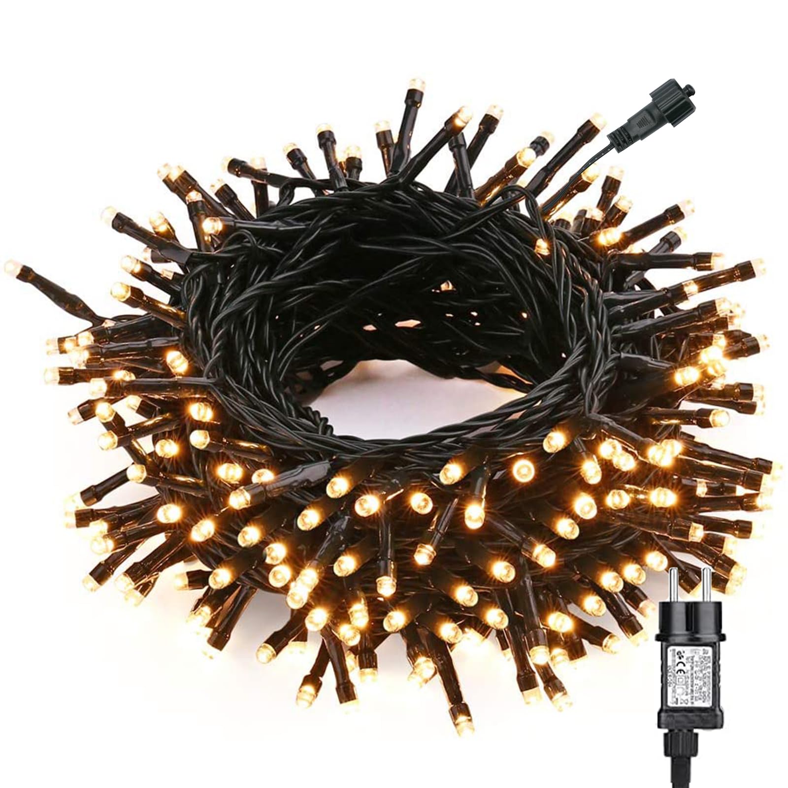Qedertek Luces de Navidad, Cadena de Luces 10M 100 LED, Guirnalda de luces 8 Modos, Luces Blanco Calido Decoración de Hadas, Iluminación de Navidad de Interior para Arbol de Navidad, Boda, Ventana
