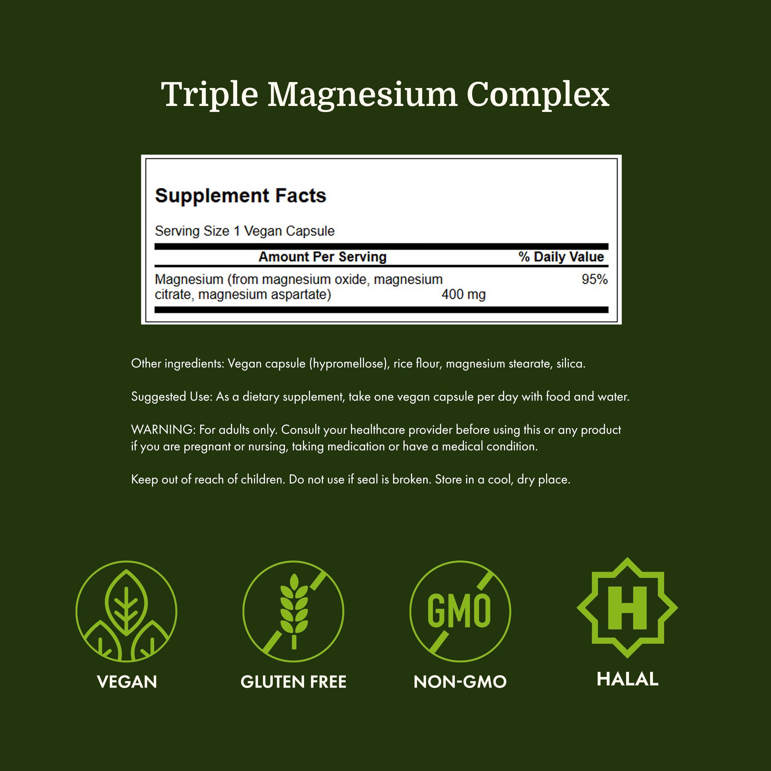 Swanson Triple Magnesium Complex 400 mg, 300 Vegan Capsules — Amazon image 4
