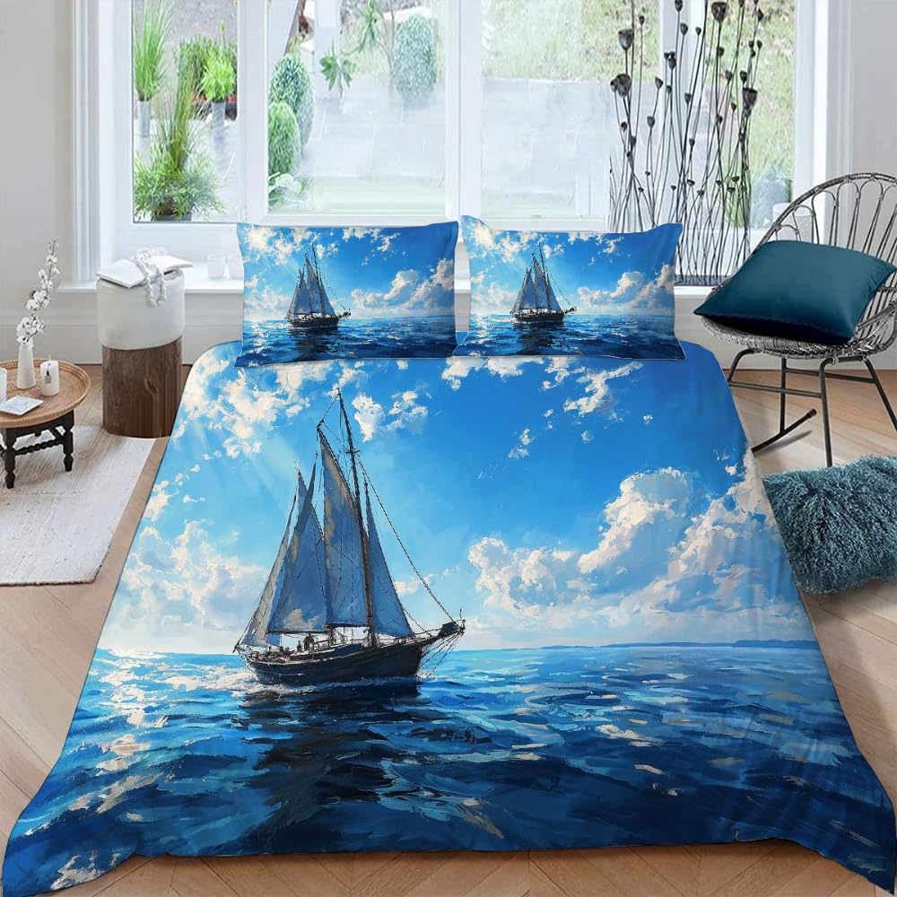 Parure de lit 2 personnes 240x260 voilier avec fermeture éclair pratique