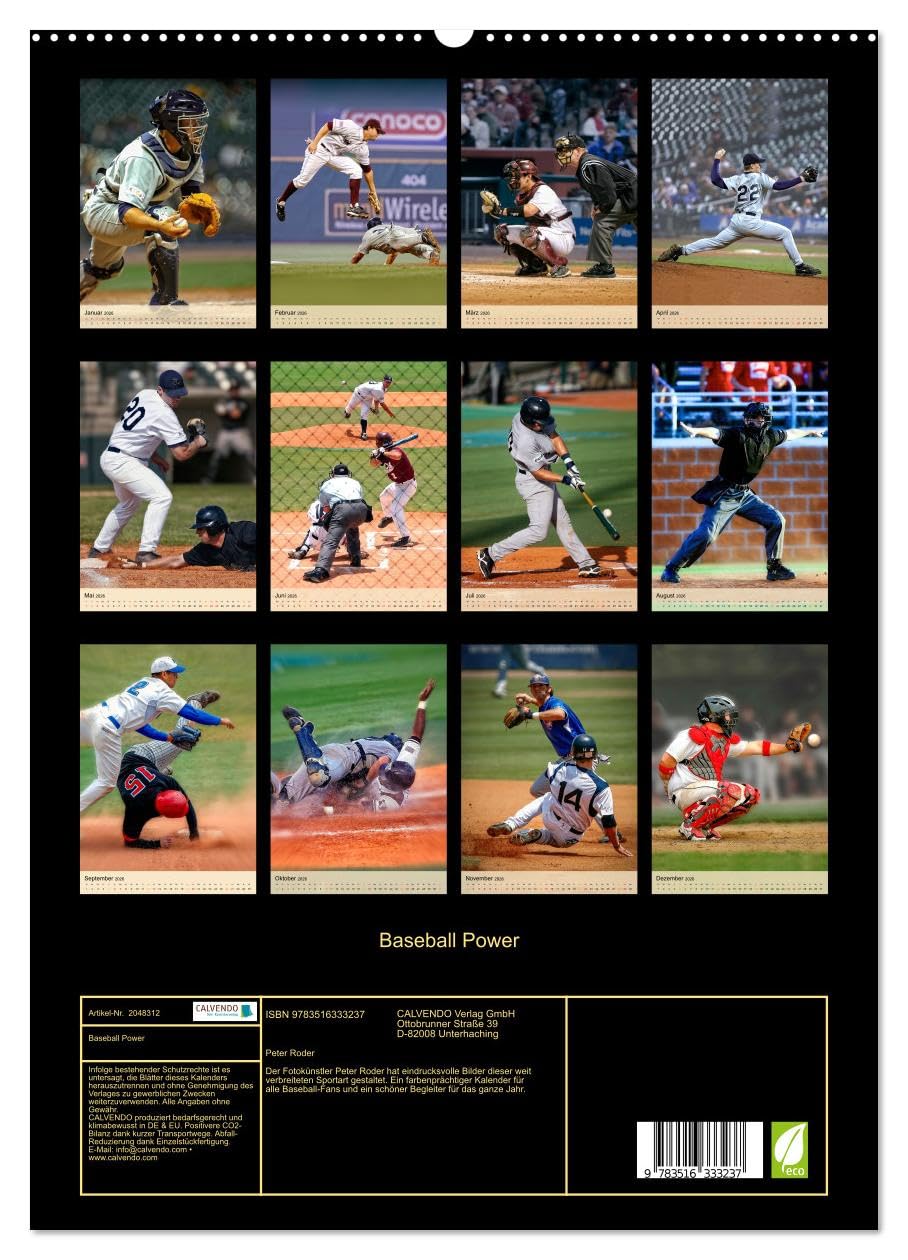 Baseball Power (hochwertiger Premium Wandkalender 2026 DIN A2 hoch), Kunstdruck in Hochglanz: Baseball, Teamsport der Extra-Klasse - beeindruckende ... spektakulären Sportart. (CALVENDO Sport)