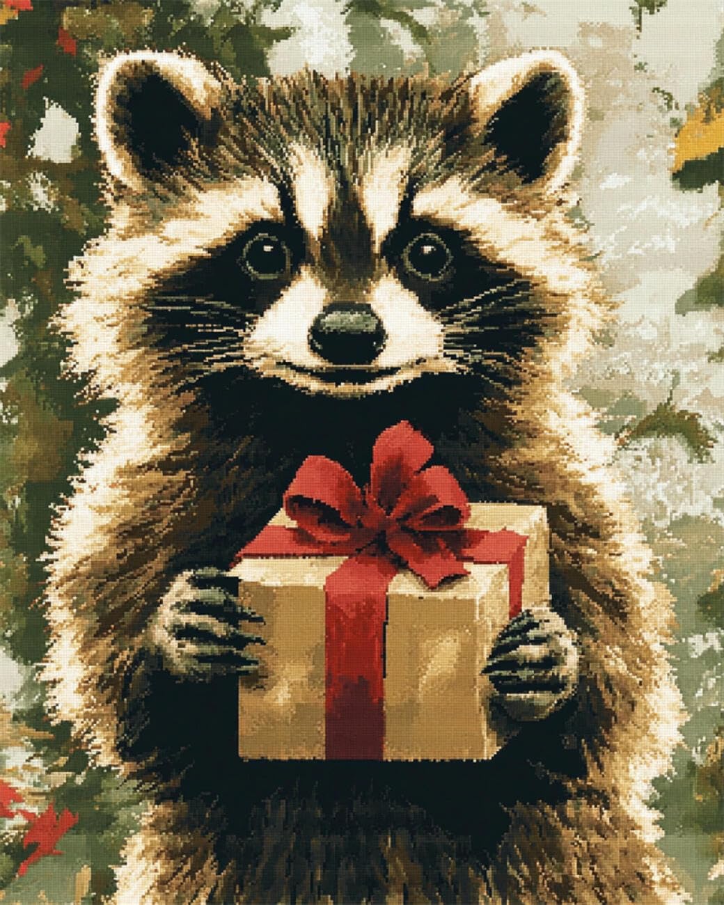 AxiangziK DIY Cross Stitch Kit Fantasy Raccoon 11CT 30x40cm