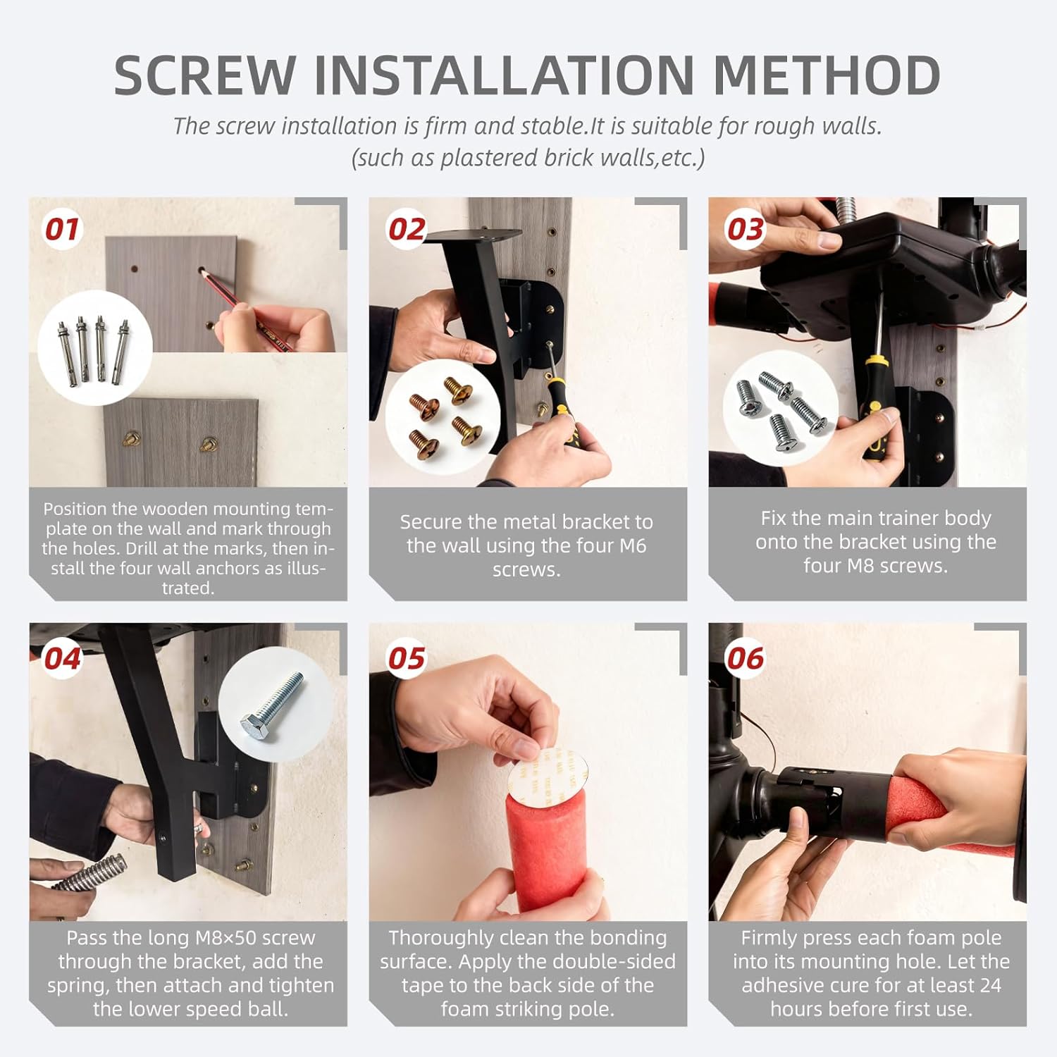 Smart Boxing Reflex Trainer - Wall-Mounted Punching System with 4 Striking Poles & 2 Speed Balls, 3 Modes, Adjustable Height to Improve Reaction Speed & Stamina