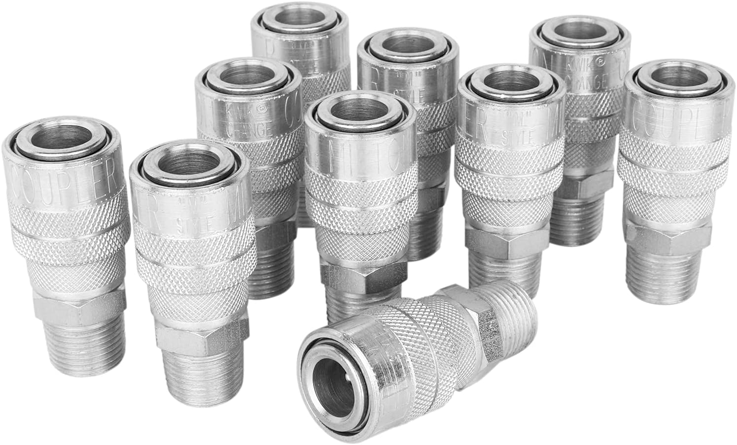 Milton 719ST 3/8 MNPT Industrial Interchange (M-Style) Quick-Connect Steel Coupler -Box of 10