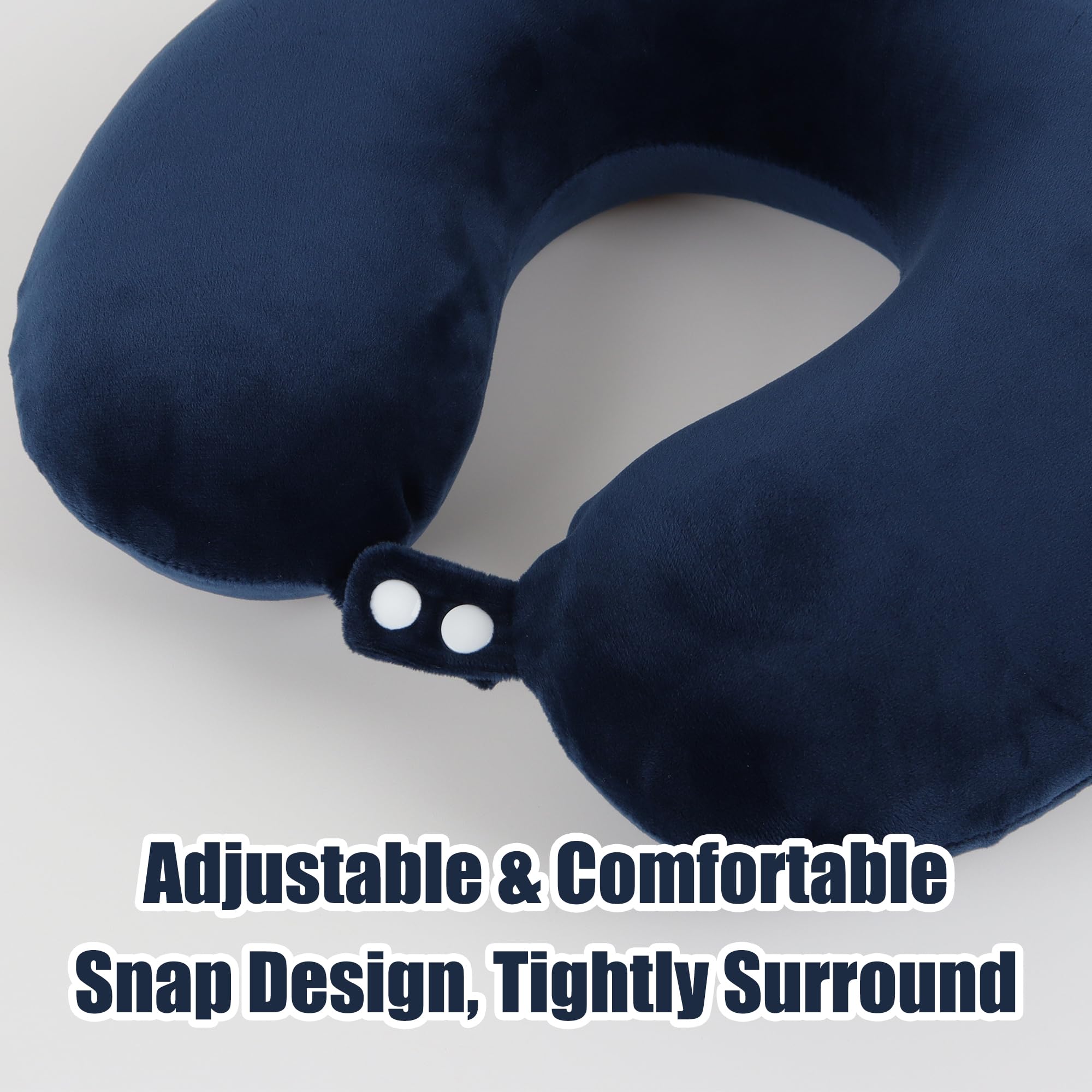 Juego de almohadas de viaje de espuma viscoelástica pura para adultos, funda cómoda y extraíble lavable a máquina, almohada de apoyo para el cuello, kit de viaje en avión con máscara de ojos para