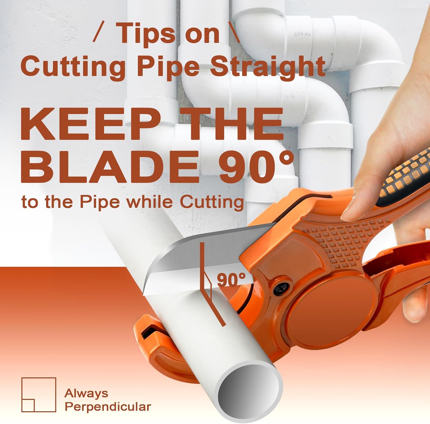 Kerry PVC Pipe Cutter, Up to 2-1/2" Ratcheting Heavy-Duty PEX POLY PE Plastic Hoses and Plumbing Tube Cutting Tool, Stainless Steel Blades, Thicken Aluminum Body Efficient Extended Handle