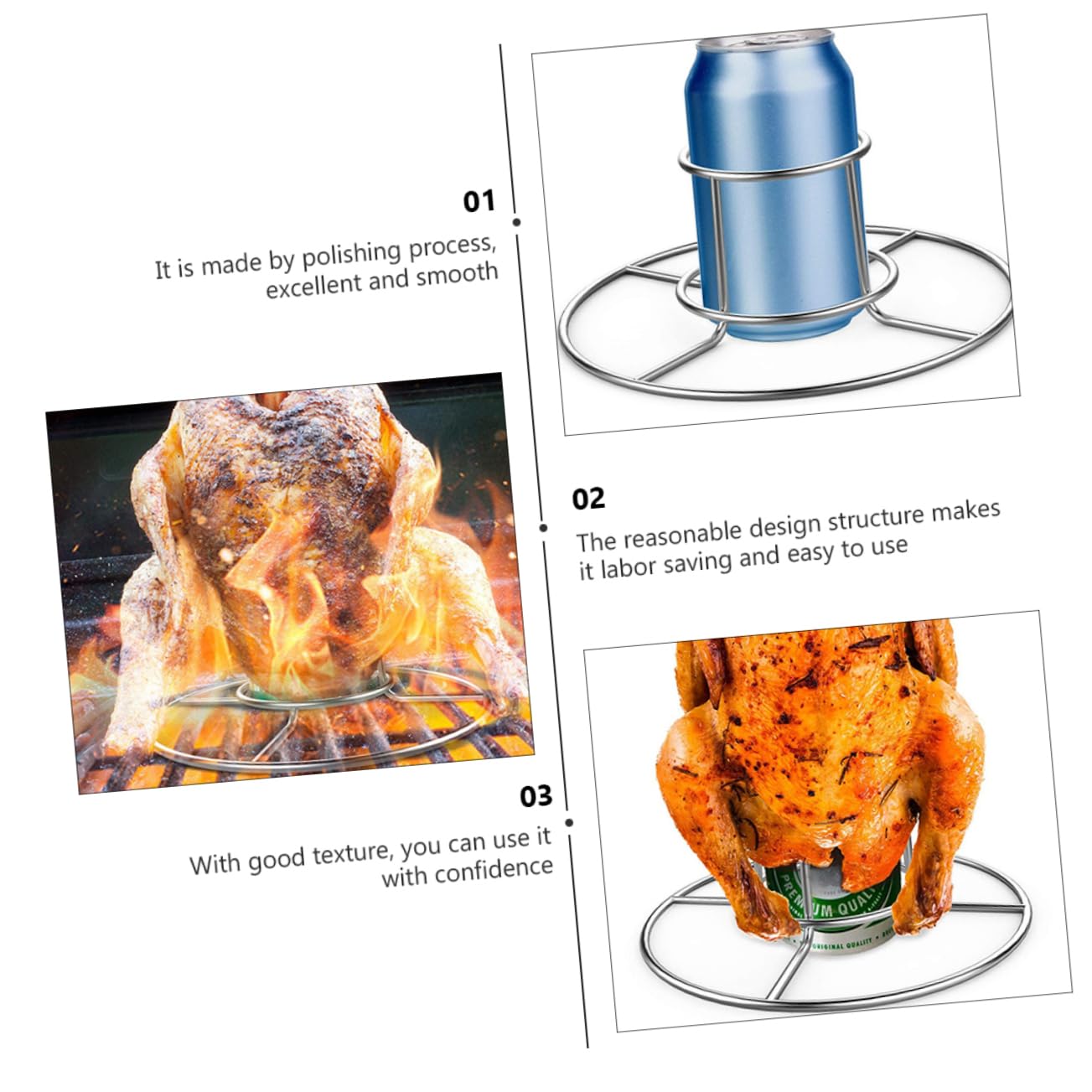 Toddmomy 4pezzi Supporto per Pollo alla Acciaio Inossidabile Rack per Birra per BBQ e Arrosto di Pollame Design Sicuro e Stabile per Cottura Uniforme